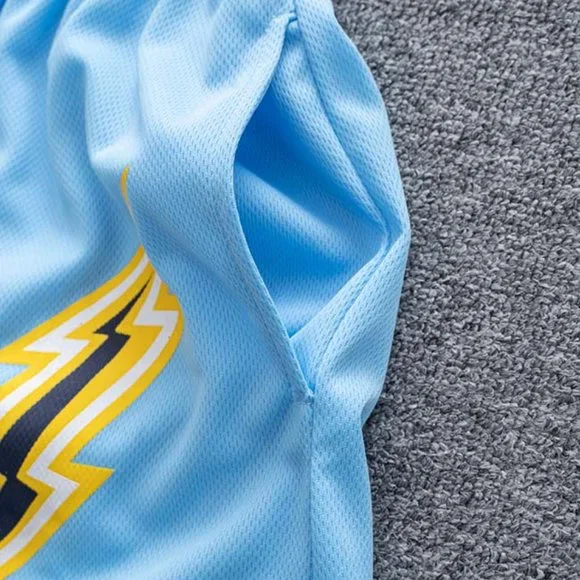 Eric Emanuel Logo Lightning Print Casual Shorts in Blue - Picture 3 of 6